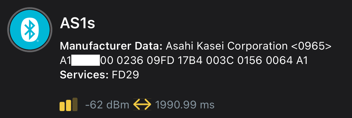 nRF Connect Appで3密見える化センサのBLEビーコンを取得