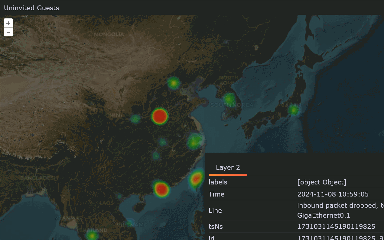 GrafanaのGeomapで攻撃元の国を可視化
