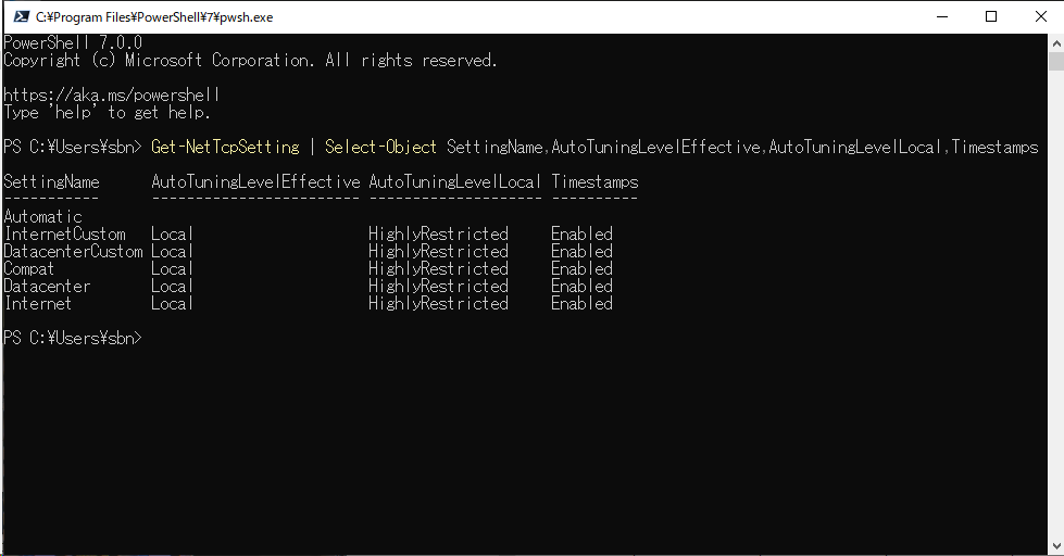Get-NetTcpSetting